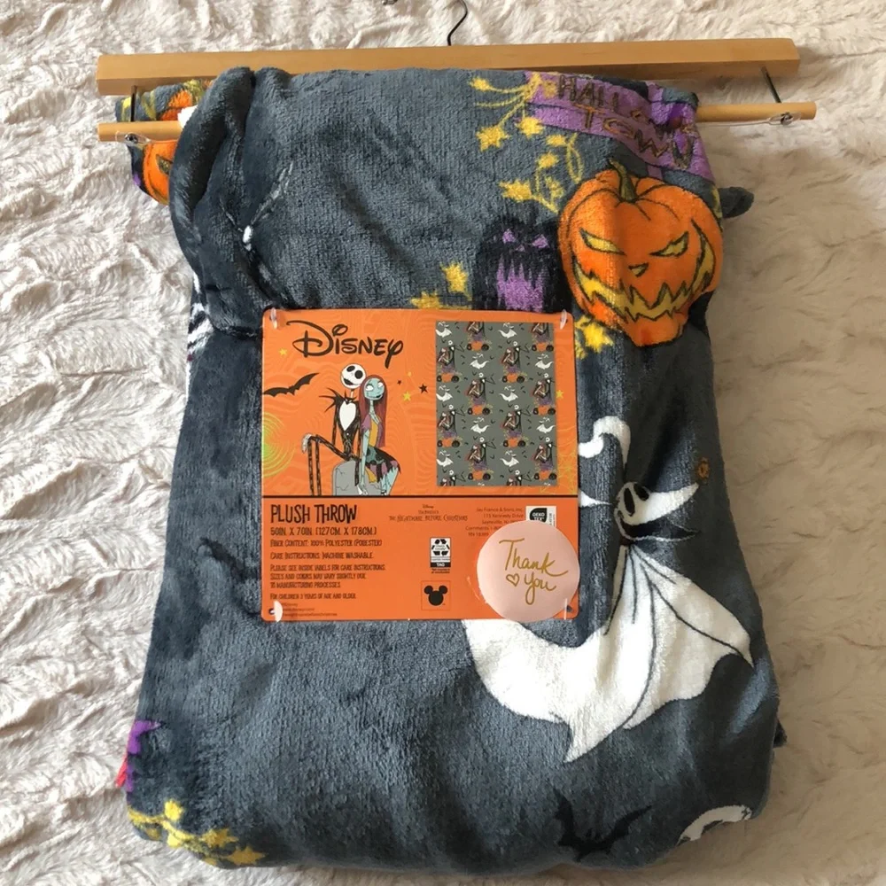 Disney Gray Halloween The Nightmare Before Christmas Plush Throw